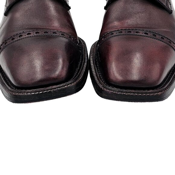 Calzoleria Harris Italy Mens 10.5 Burgundy All Leather Dress Shoes Derby Oxfords